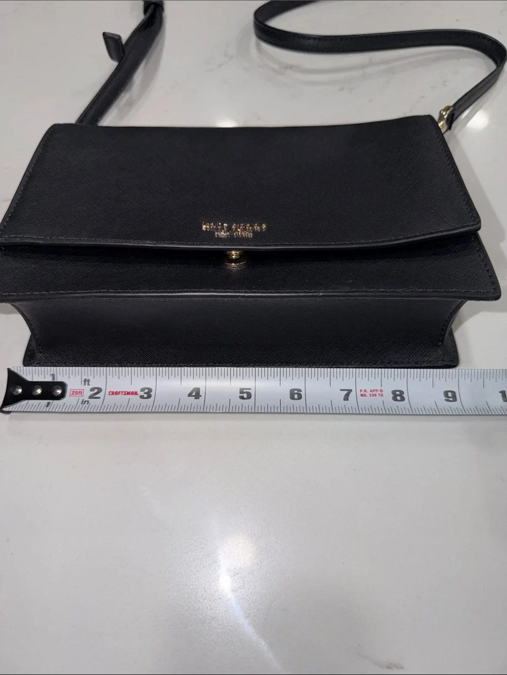 kate spade Black Saffiano Crossbody Bag or over the shoulder Gold Chain